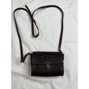 Made In Italy HZ Women's Purse Cross-body Bag Brown Hard Case Leather A031222